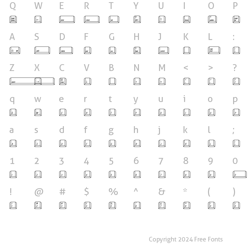 Character Map of Qwerty Mac Regular