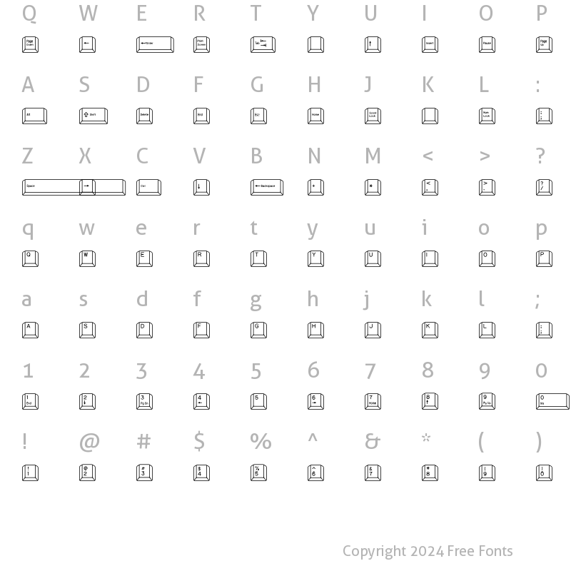 Character Map of Qwerty PC Regular