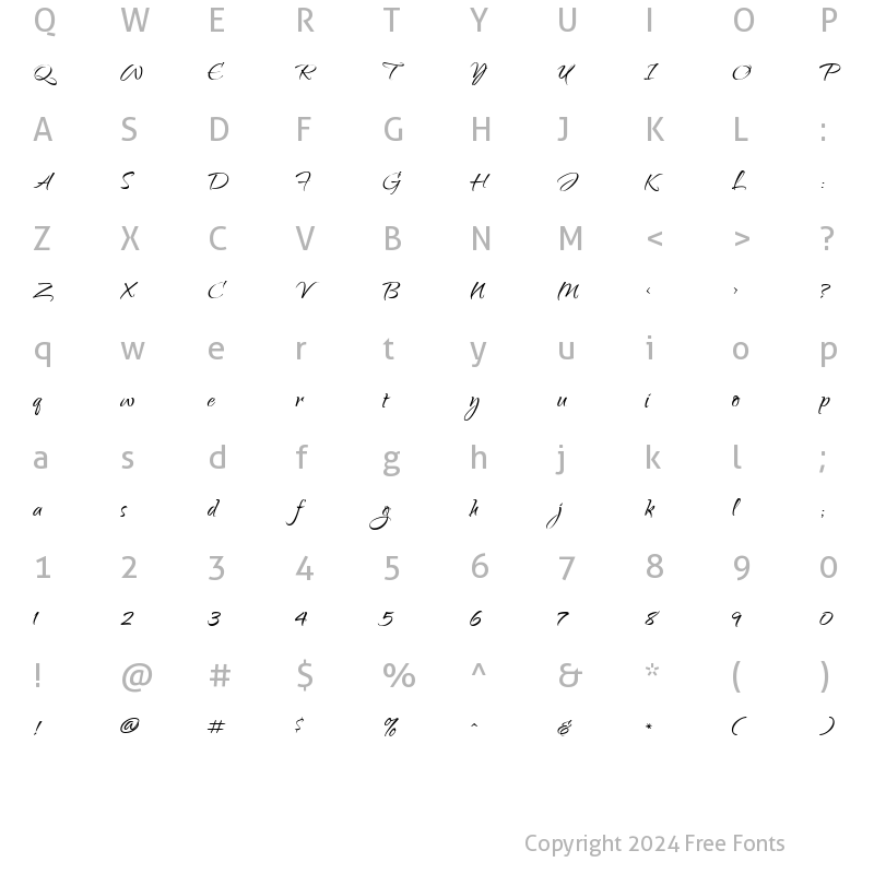 Character Map of Qwigley Regular