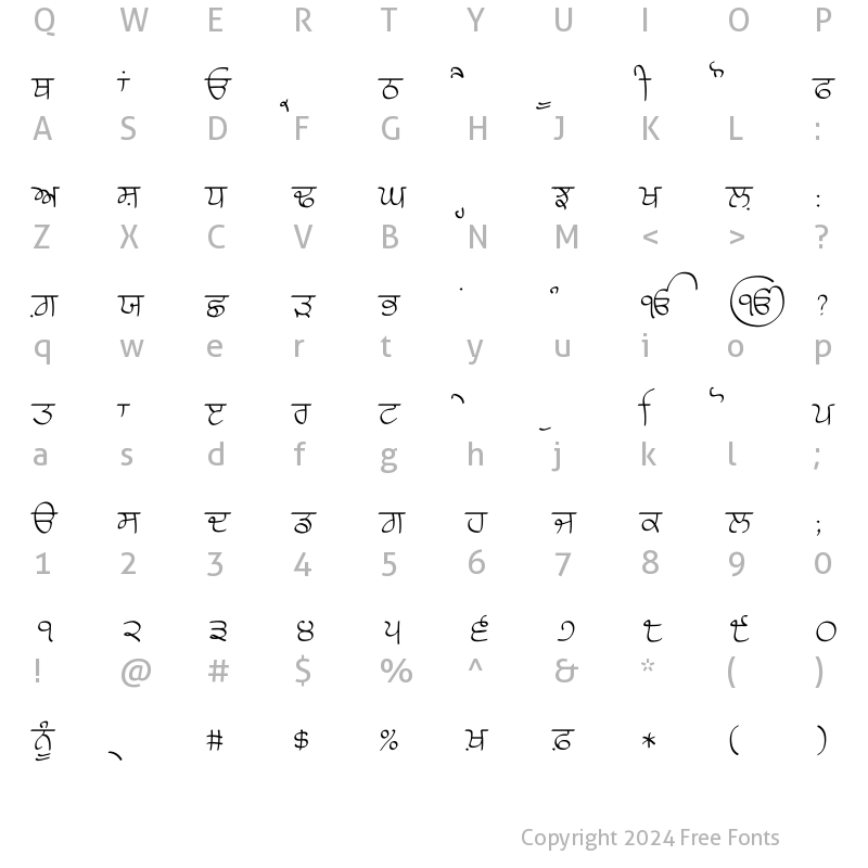 Character Map of Raajaa Light Light