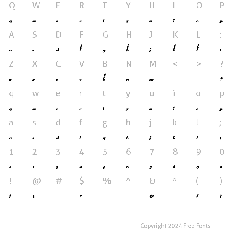 Character Map of Rabbit italic Italic