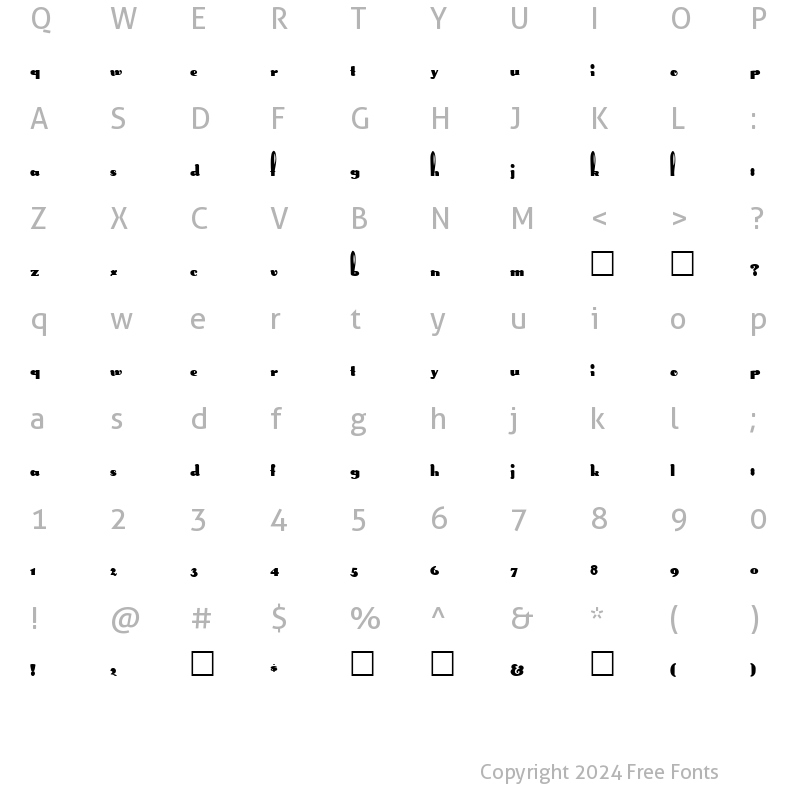 Character Map of Rabbit Regular