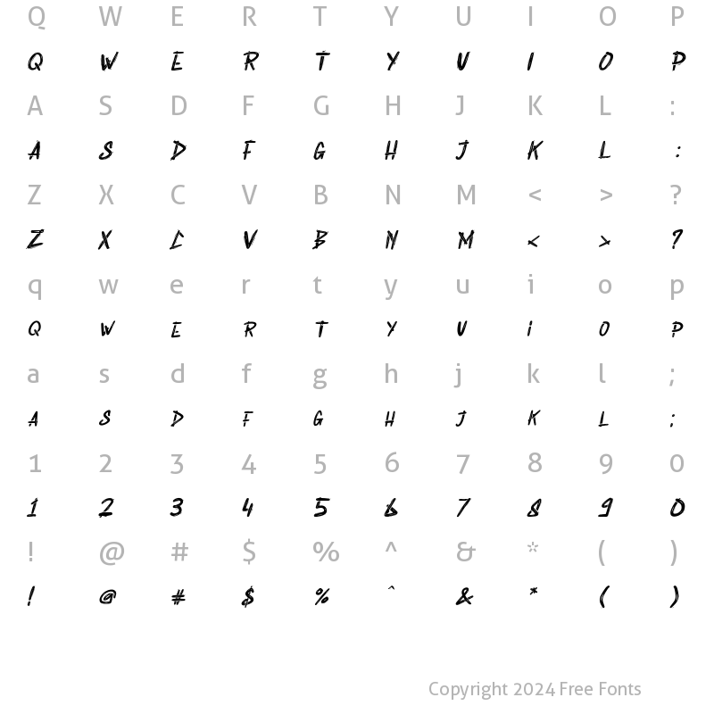 Character Map of Rabsy Italic