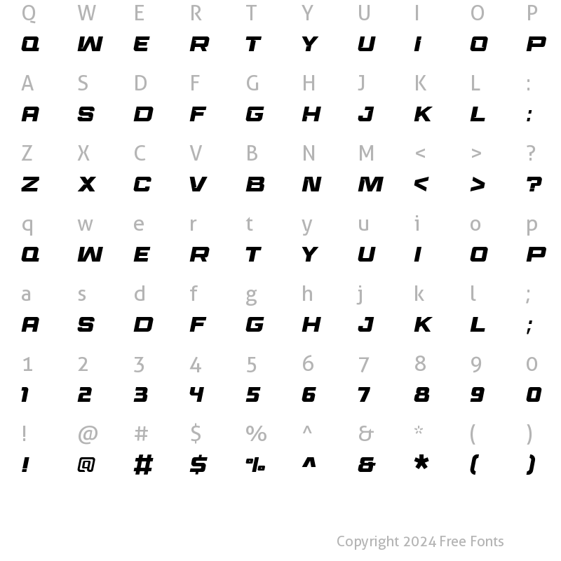 Character Map of Race Sport Regular