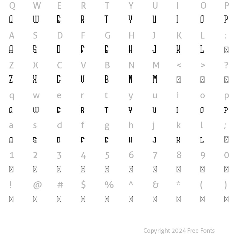 Character Map of Rachela Bold