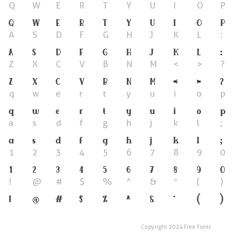 Character Map of Rachely Regular