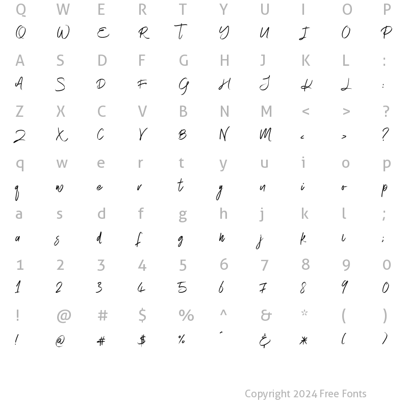 Character Map of Racket Regular