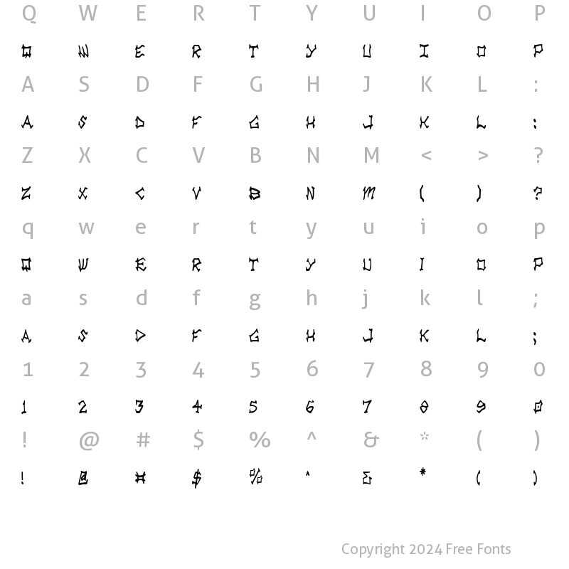 Character Map of Rad Zad Condensed Condensed