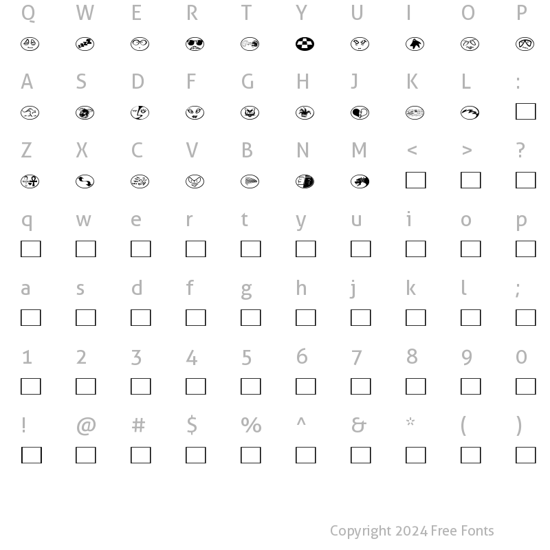 Character Map of Radbats 3 Regular