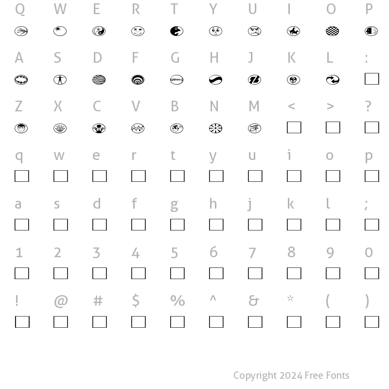 Character Map of Radbats 4 Regular