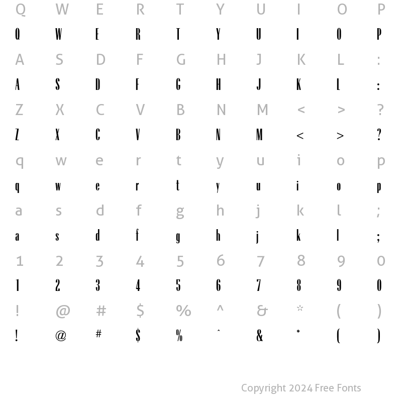 Character Map of RadiantXCondICG Regular