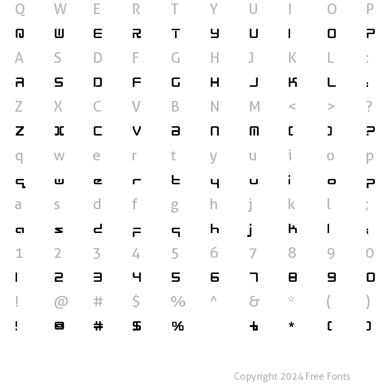 Character Map of Radio Space Bold Bold