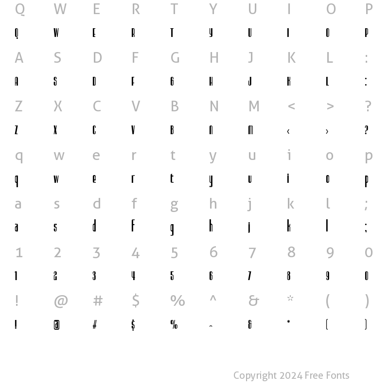 Character Map of Radiogram Solid Tall Regular