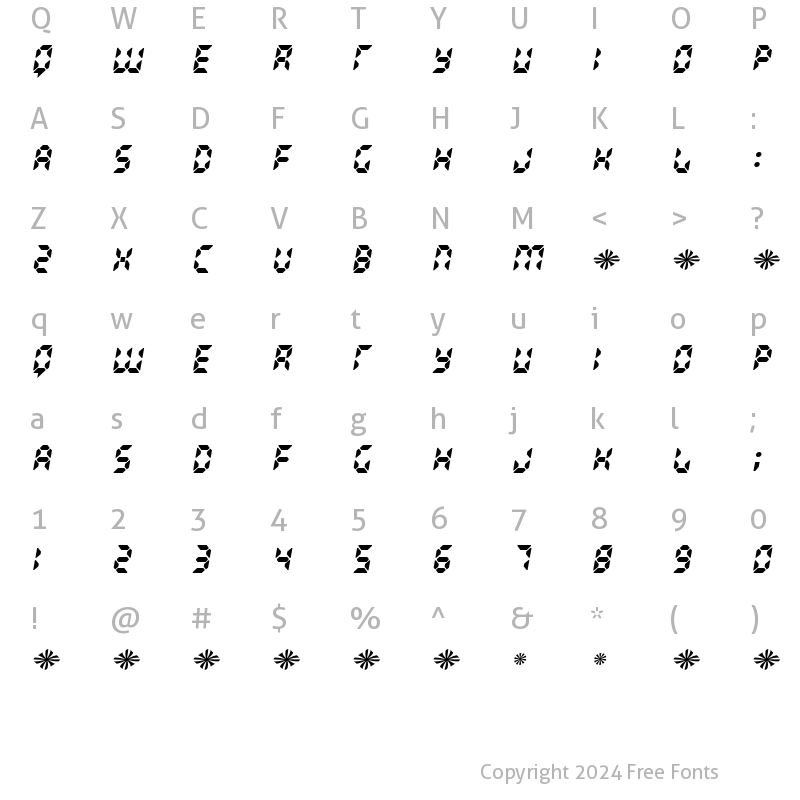 Character Map of Radioland Regular