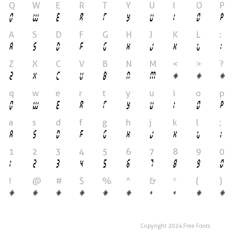 Character Map of Radioland Slim Regular