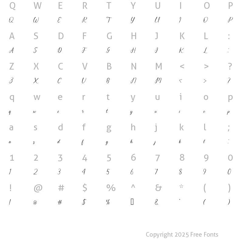 Character Map of Raellisca Regular