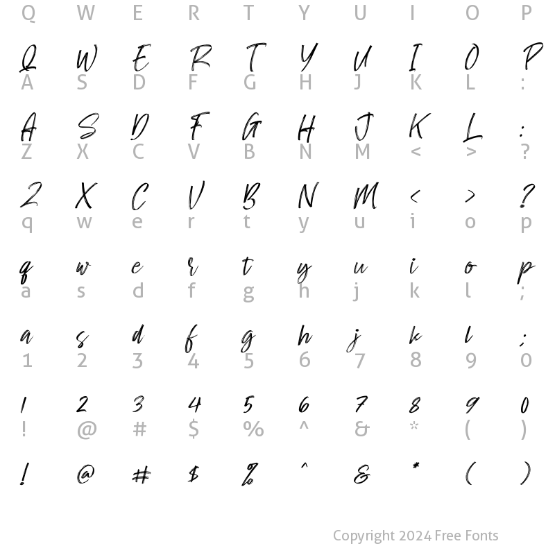 Character Map of Rafaesty Wigera Italic