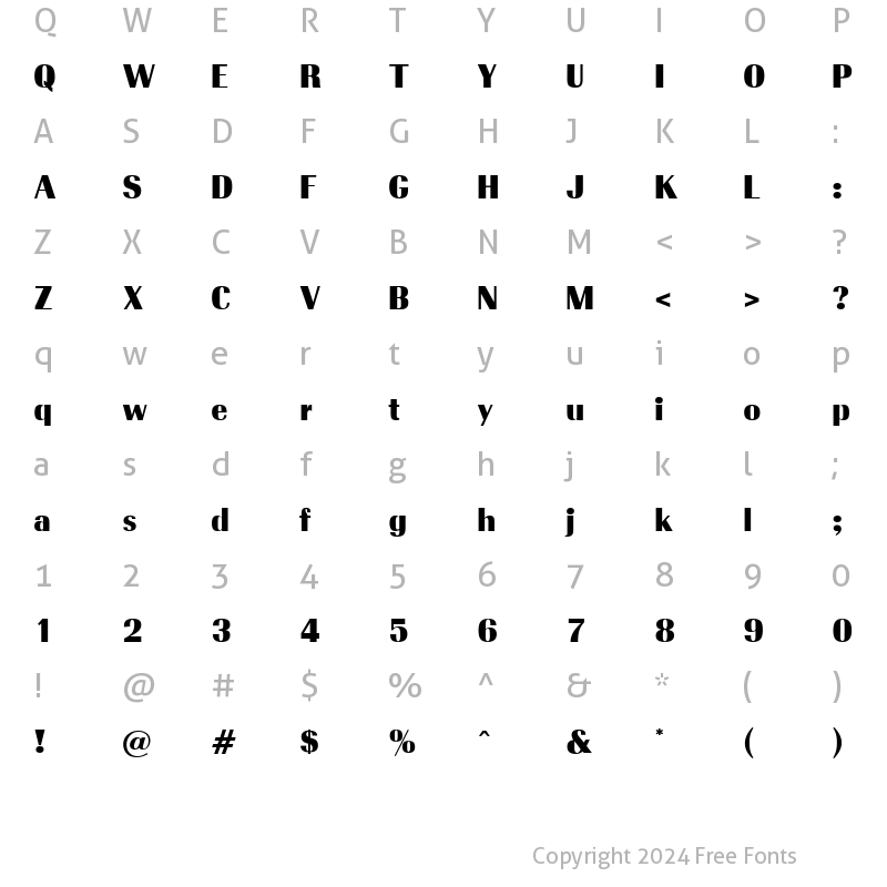 Character Map of Raffia Regular