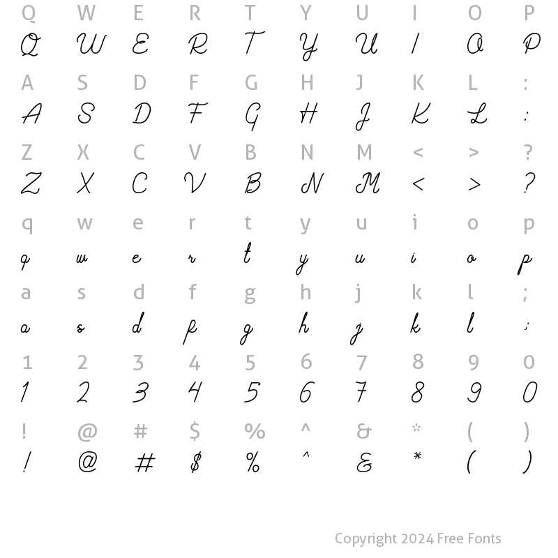 Character Map of Rafflesian Poem Regular