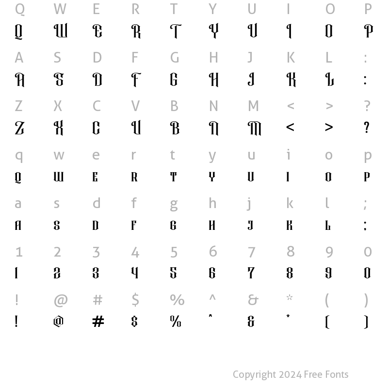 Character Map of Rafiquell Regular