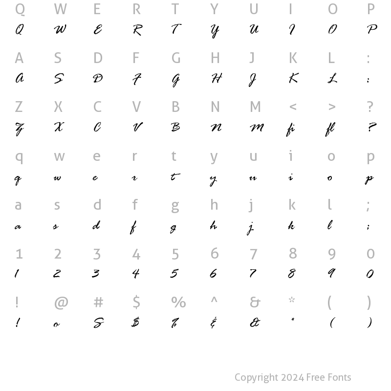 Character Map of Rage Italic Alternate LET Plain