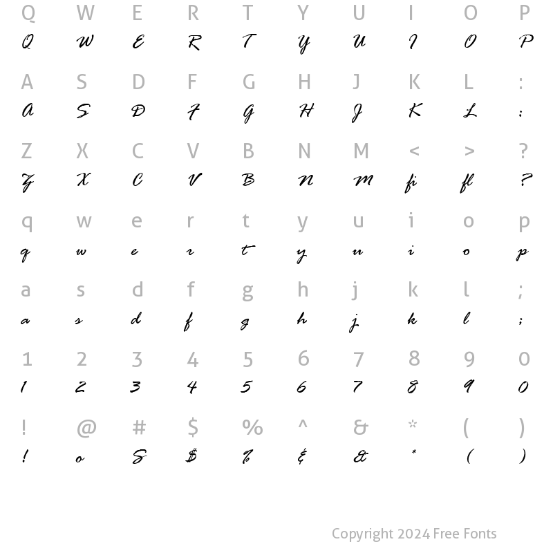 Character Map of Rage Italic LET Plain