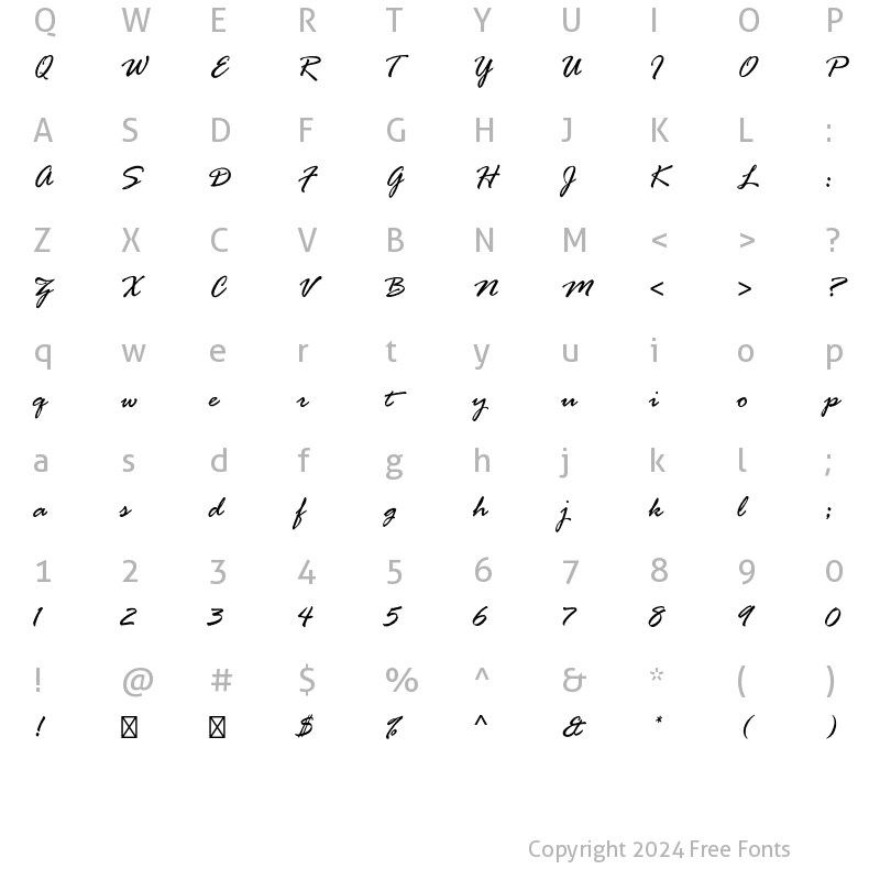 Character Map of Rage Italic Std Regular