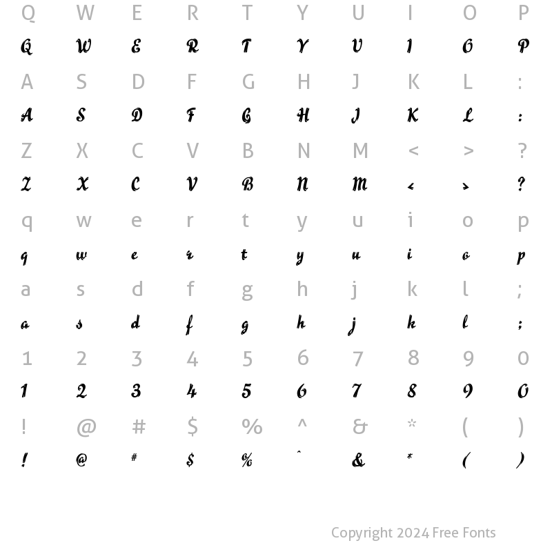 Character Map of Ragetta Regular