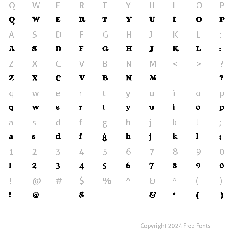 Character Map of RaggMoppRegular Regular