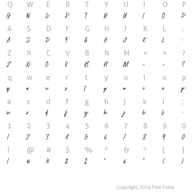 Character Map of Raidden Regular