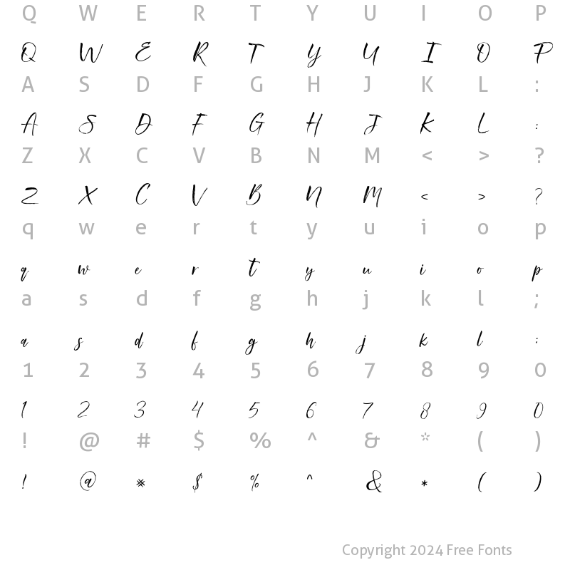 Character Map of Raidemith Script Regular