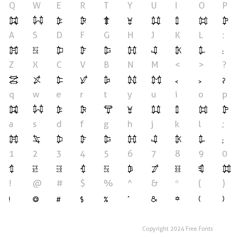 Character Map of Railing Regular