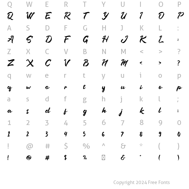 Character Map of Railly Regular