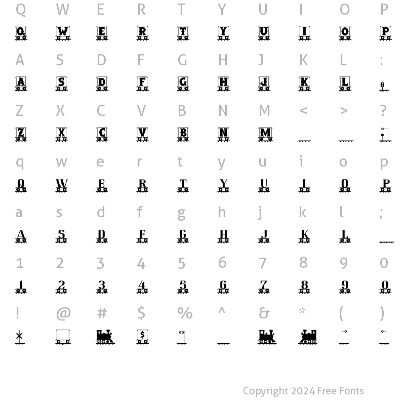 Character Map of Railroad Regular