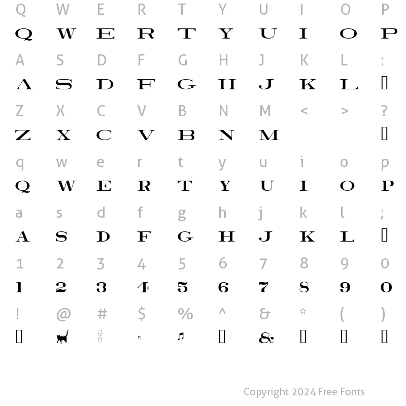 Character Map of RailroadRoman Regular