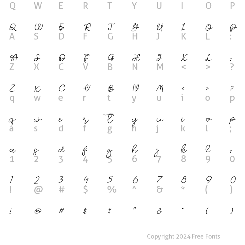 Character Map of Rain Forest Adventure Script Italic