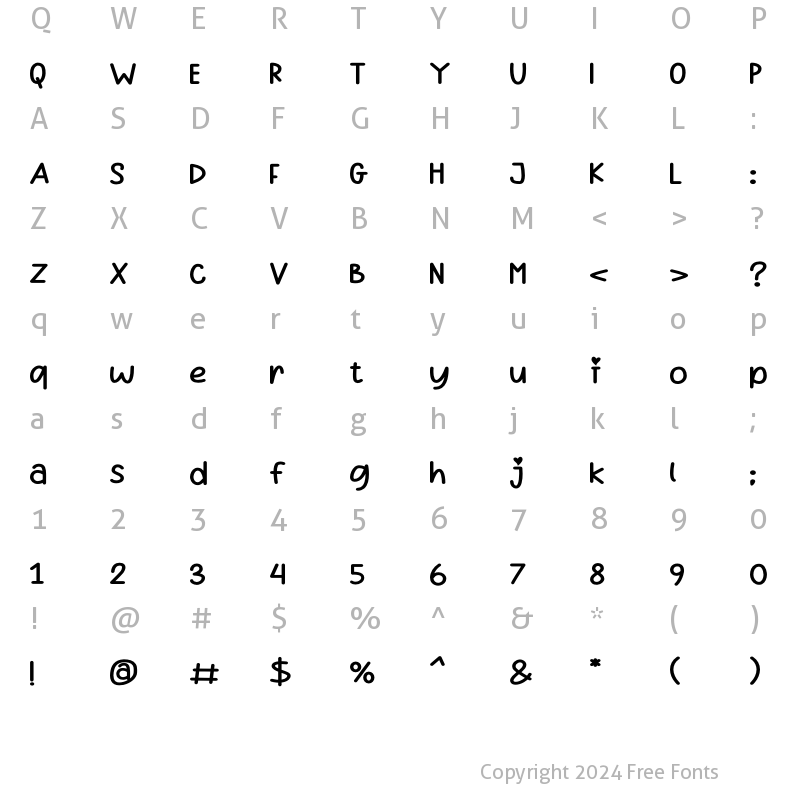 Character Map of Rain Kiss Regular