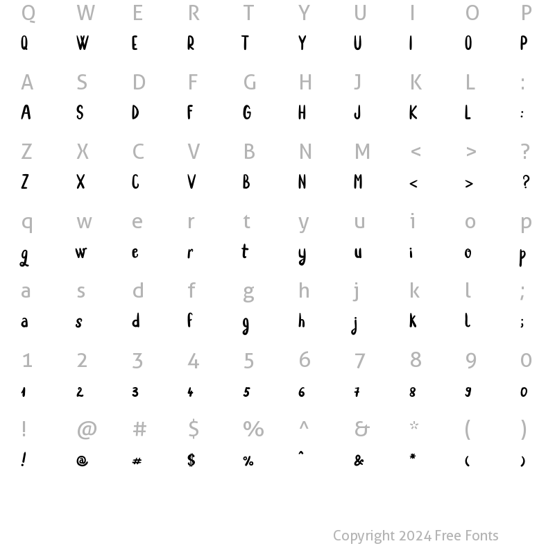 Character Map of Rainbold Regular