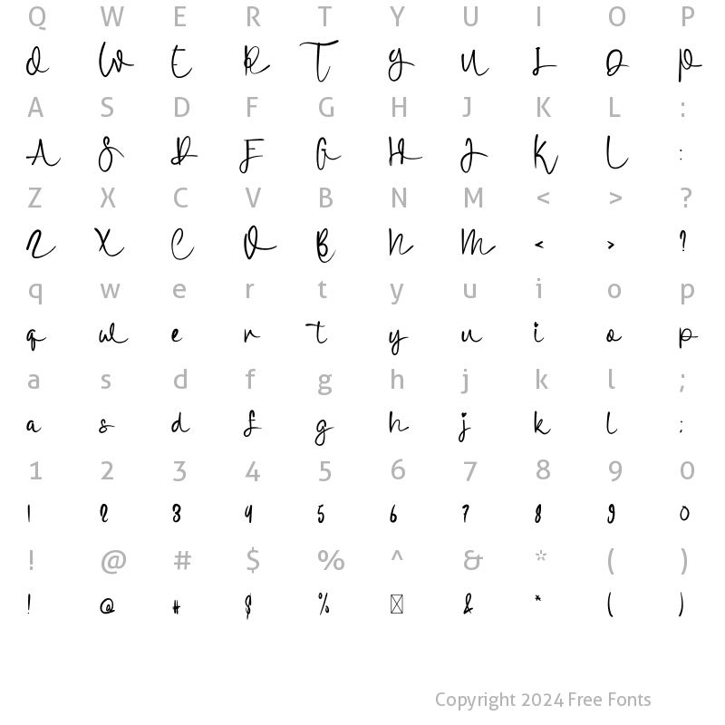 Character Map of Rainbow Line Regular