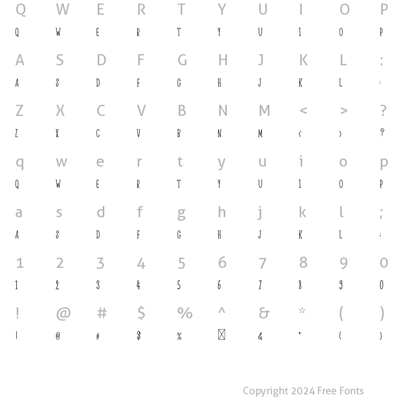 Character Map of Rainbow Serif Regular