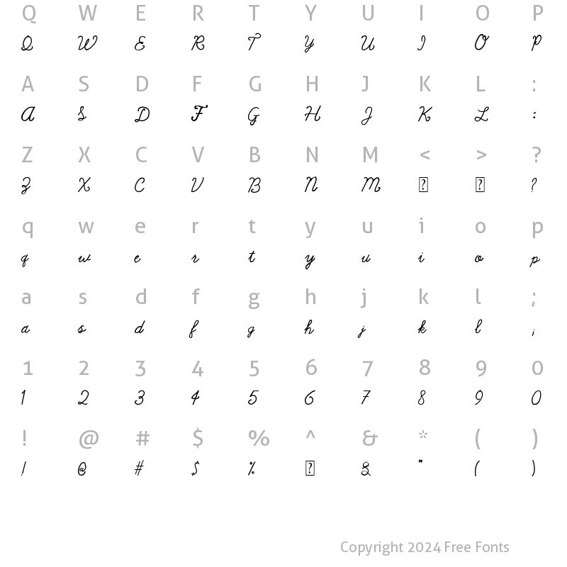 Character Map of Rainbows Queen Curly Regular