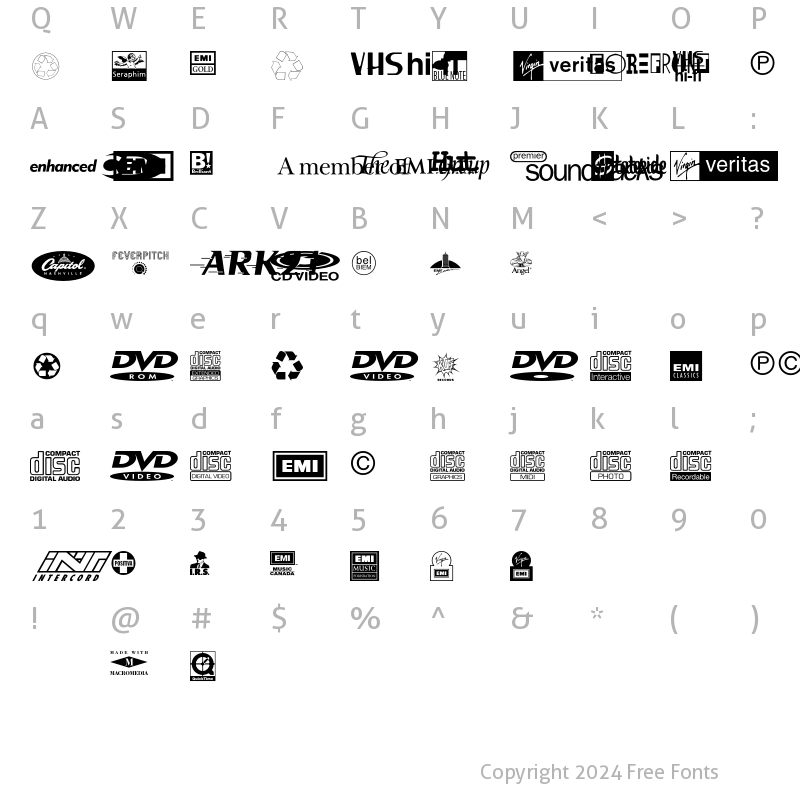 Character Map of RainbowTwo Regular