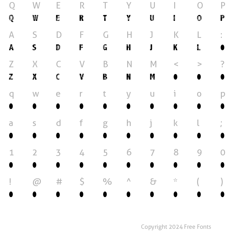 Character Map of Raindrop Splash Regular