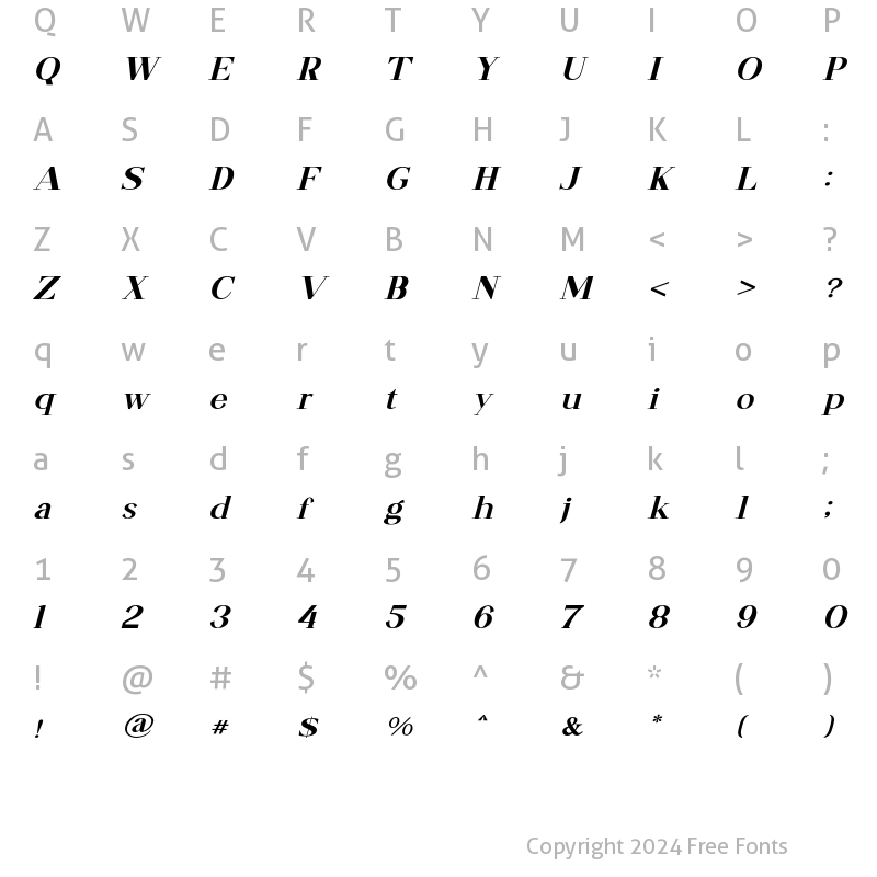 Character Map of RAINY DAY Italic