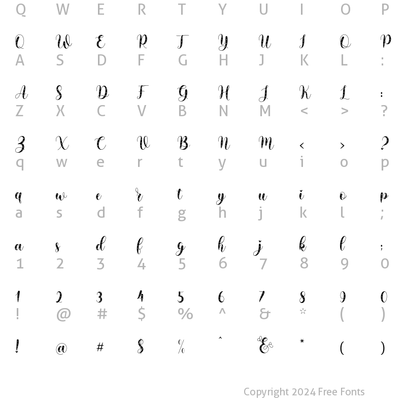 Character Map of Rainy Love regular