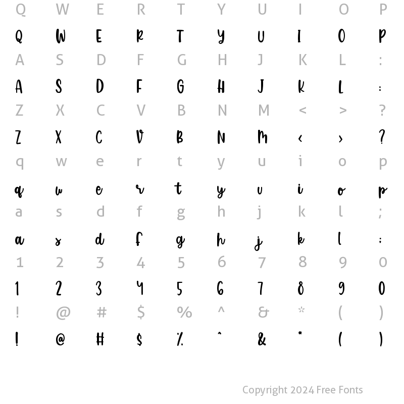 Character Map of Rainy Vibes Regular