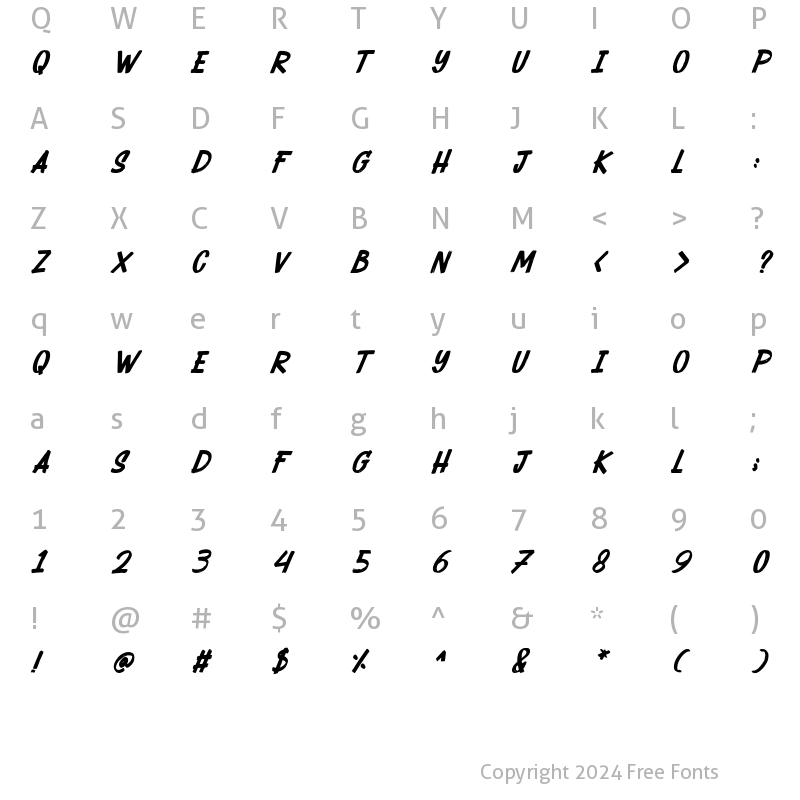 Character Map of raizor Italic