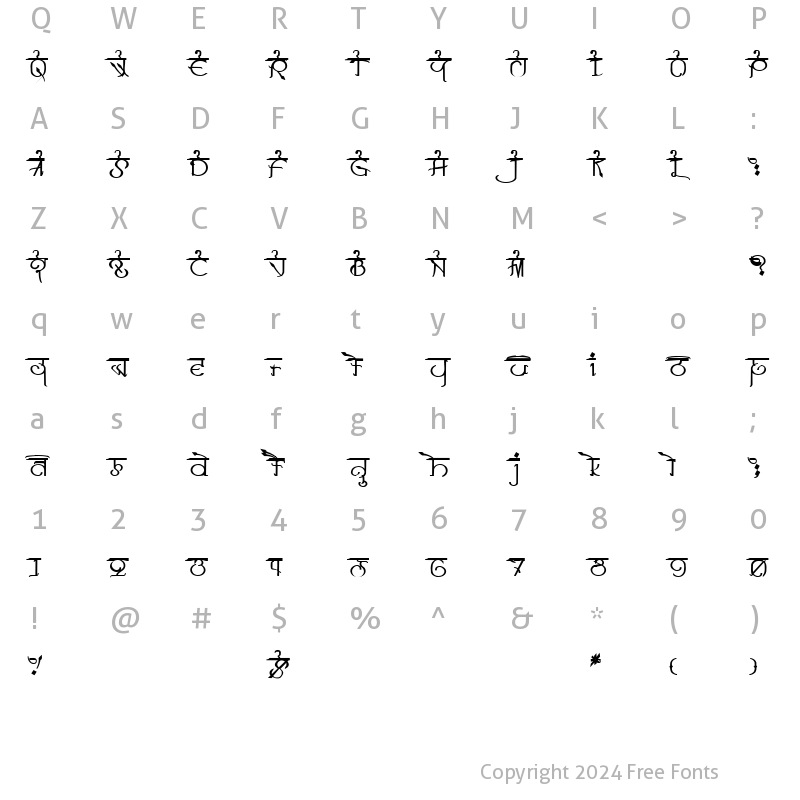 Character Map of Raj Classic Bold classic