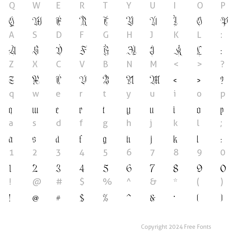 Character Map of Rajjah Famillia Light