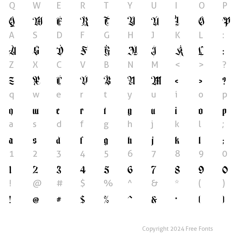 Character Map of Rajjah Famillia Medium